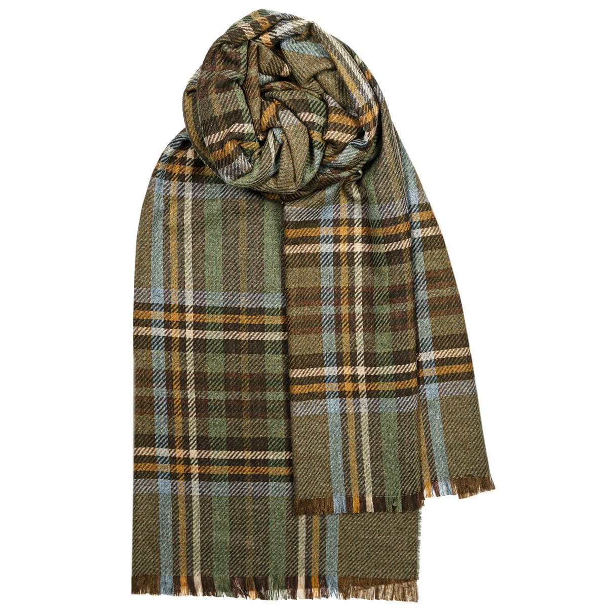 Brock Fine Wool and Cashmere Shawl/Stole Stewart Olive